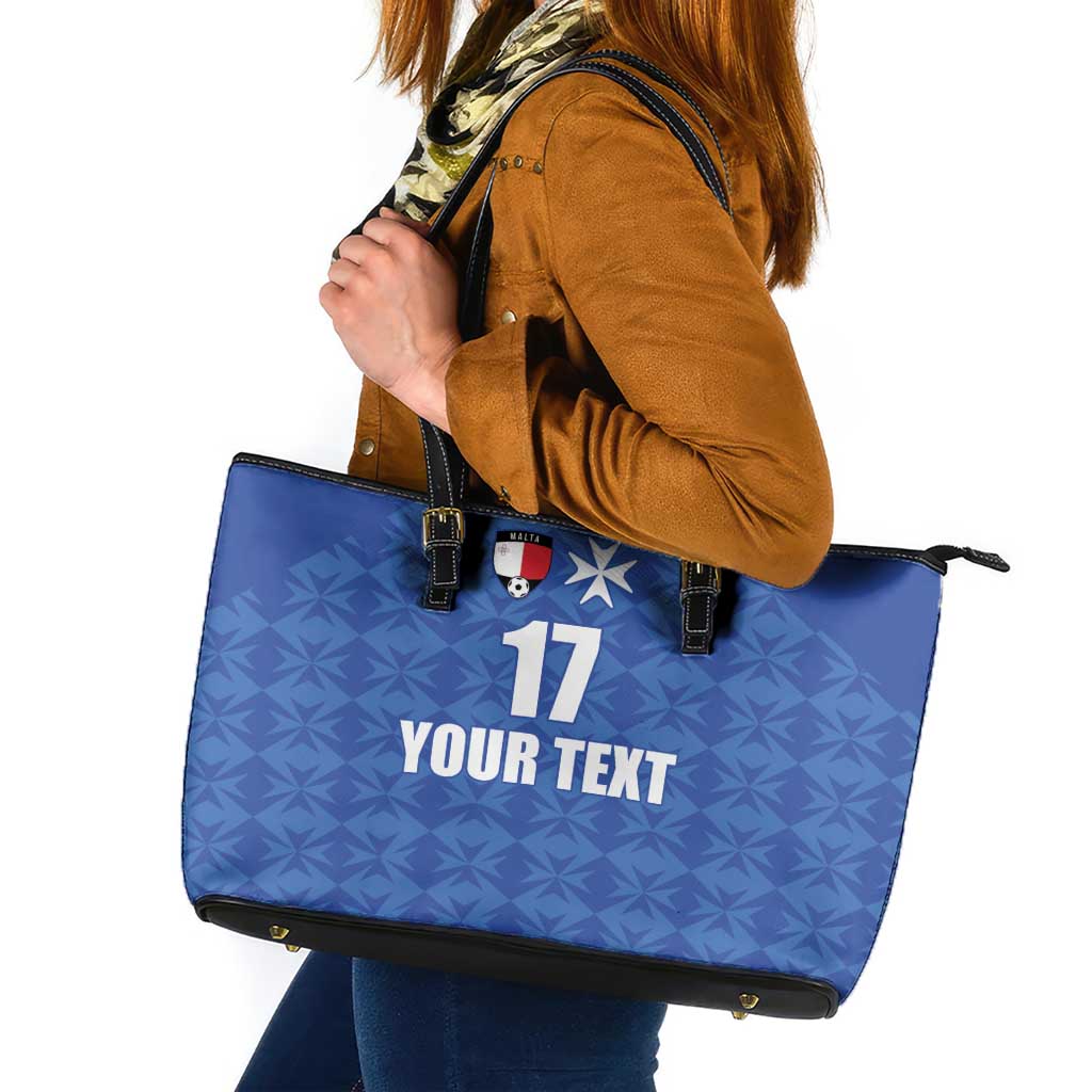 Custom Malta Football Jersey Go Champions Leather Tote Bag Blue Style
