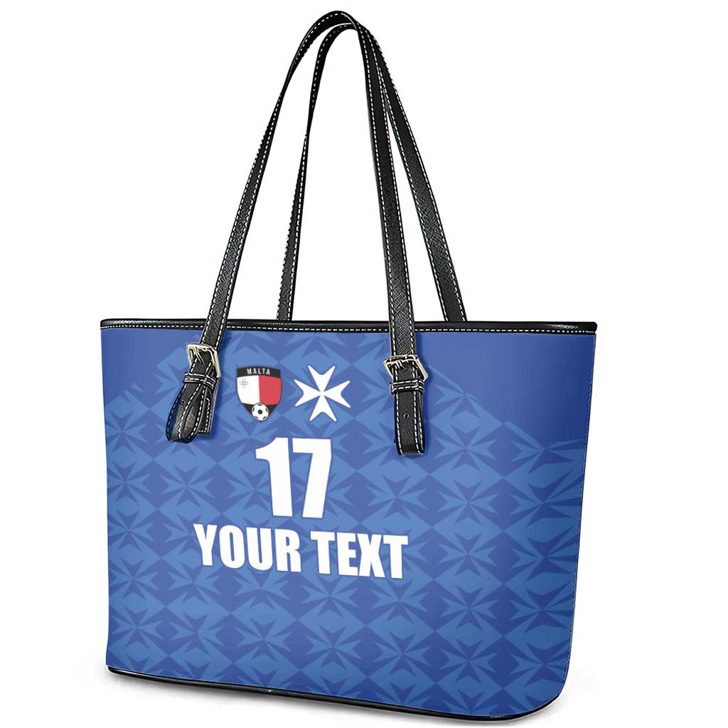 Custom Malta Football Jersey Go Champions Leather Tote Bag Blue Style
