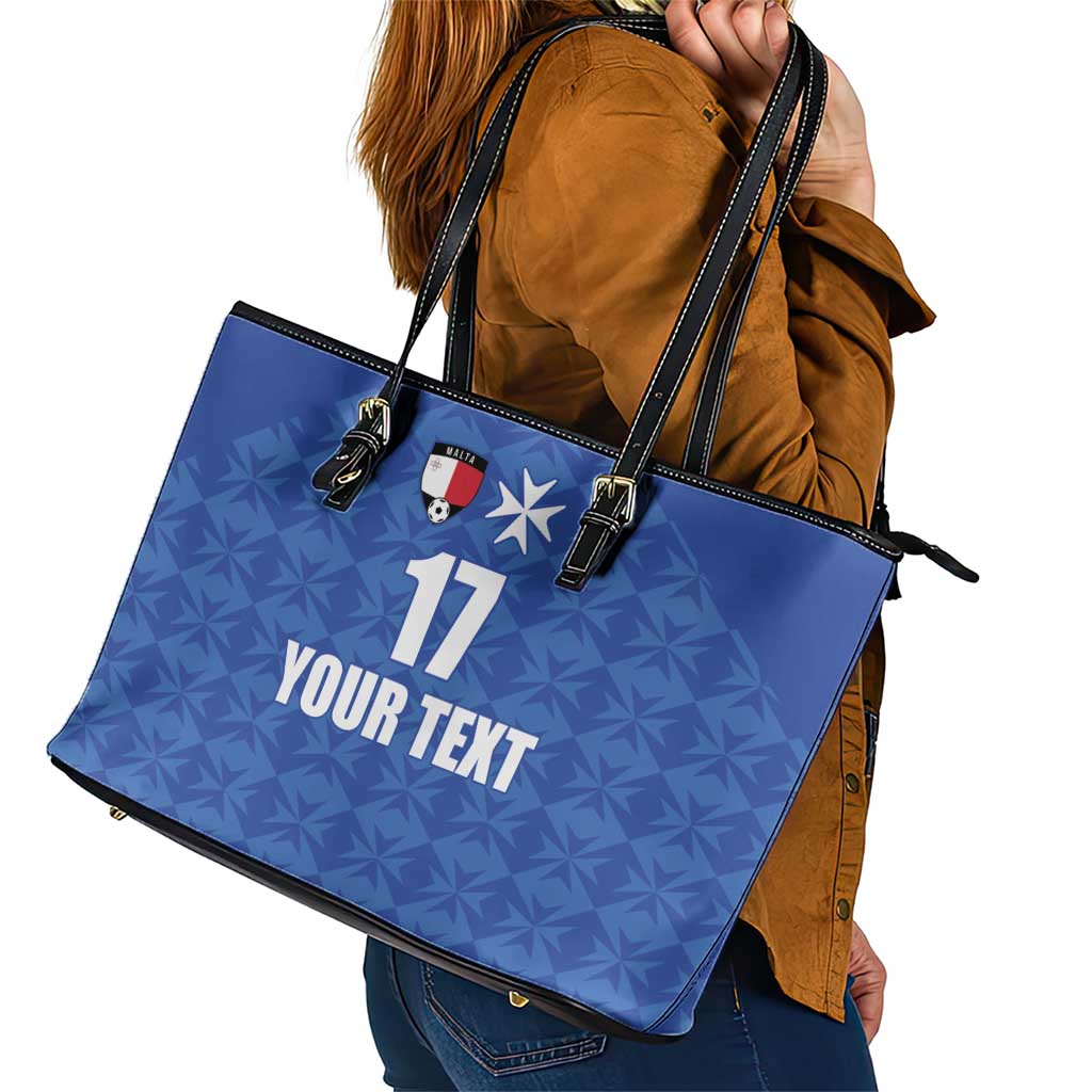 Custom Malta Football Jersey Go Champions Leather Tote Bag Blue Style