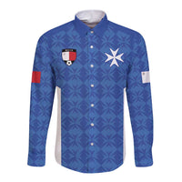 Custom Malta Football Jersey Go Champions Long Sleeve Button Shirt Blue Style