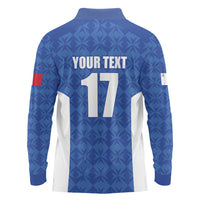 Custom Malta Football Jersey Go Champions Long Sleeve Polo Shirt Blue Style