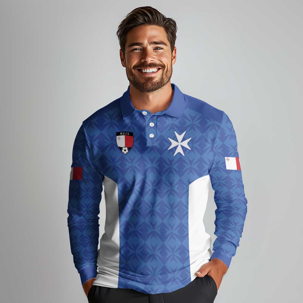 Custom Malta Football Jersey Go Champions Long Sleeve Polo Shirt Blue Style