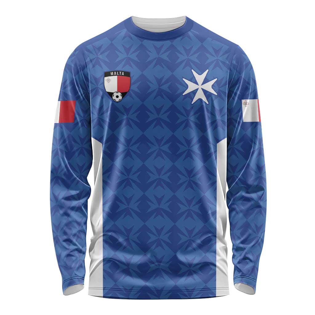 Custom Malta Football Jersey Go Champions Long Sleeve Shirt Blue Style
