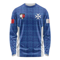 Custom Malta Football Jersey Go Champions Long Sleeve Shirt Blue Style