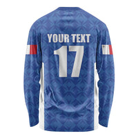 Custom Malta Football Jersey Go Champions Long Sleeve Shirt Blue Style