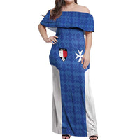 Custom Malta Football Jersey Go Champions Off Shoulder Maxi Dress Blue Style