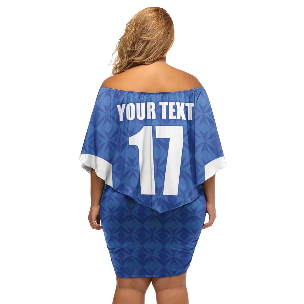 Custom Malta Football Jersey Go Champions Off Shoulder Short Dress Blue Style