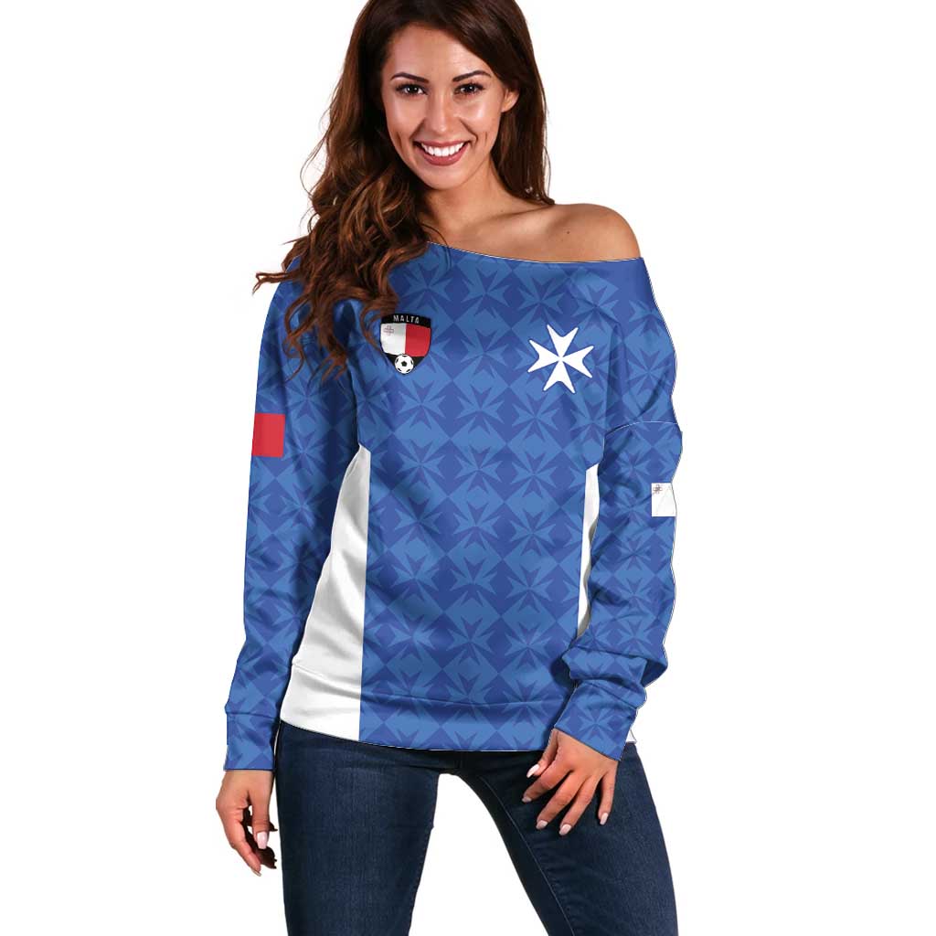 Custom Malta Football Jersey Go Champions Off Shoulder Sweater Blue Style