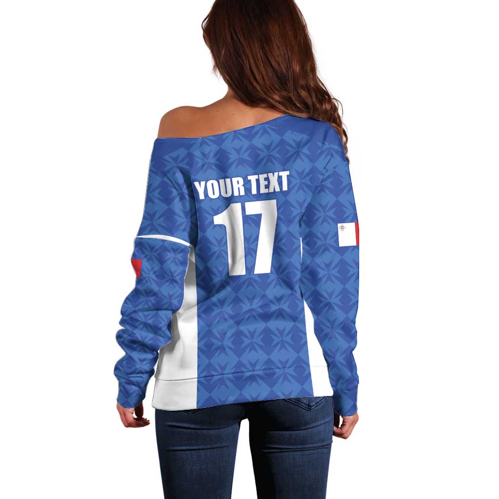 Custom Malta Football Jersey Go Champions Off Shoulder Sweater Blue Style