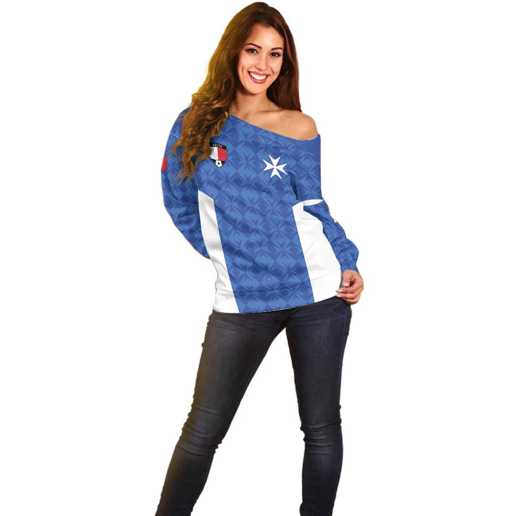 Custom Malta Football Jersey Go Champions Off Shoulder Sweater Blue Style