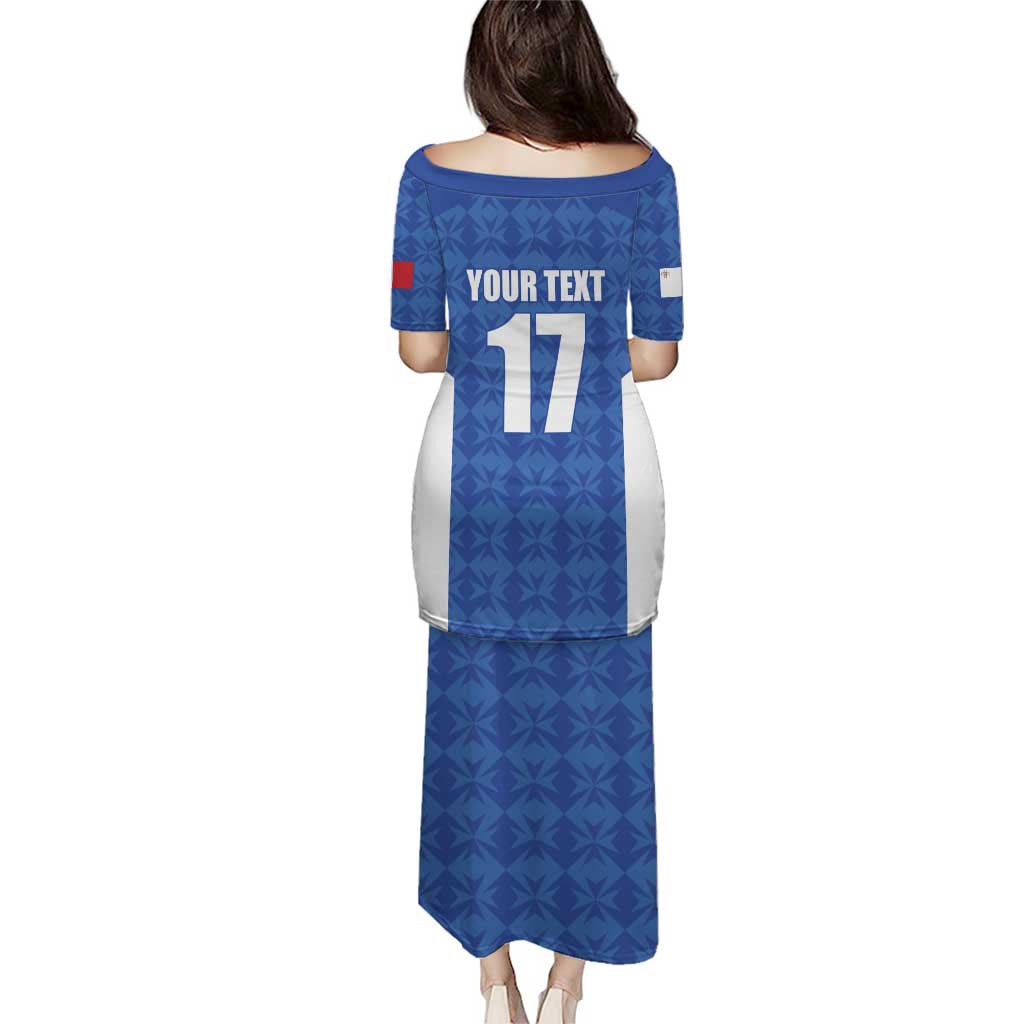 Custom Malta Football Jersey Go Champions Puletasi Blue Style