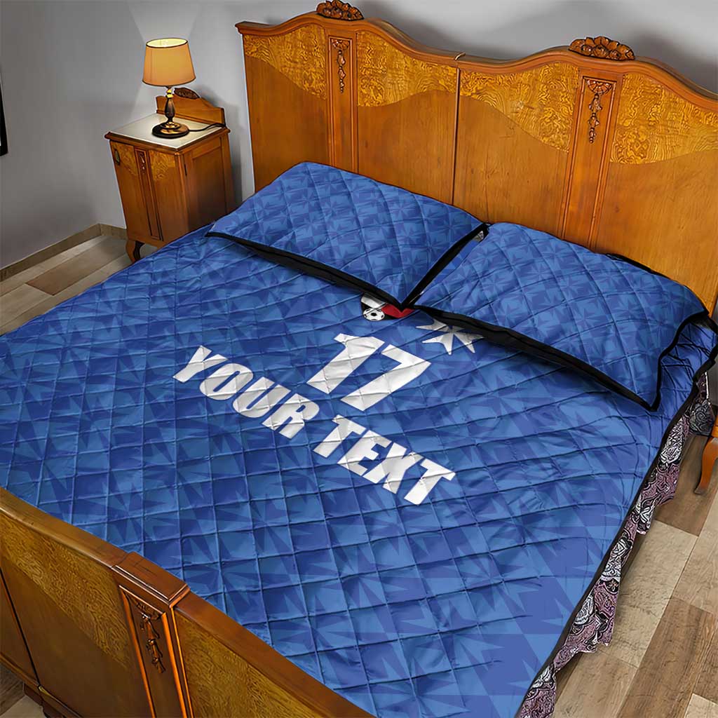 Custom Malta Football Jersey Go Champions Quilt Bed Set Blue Style