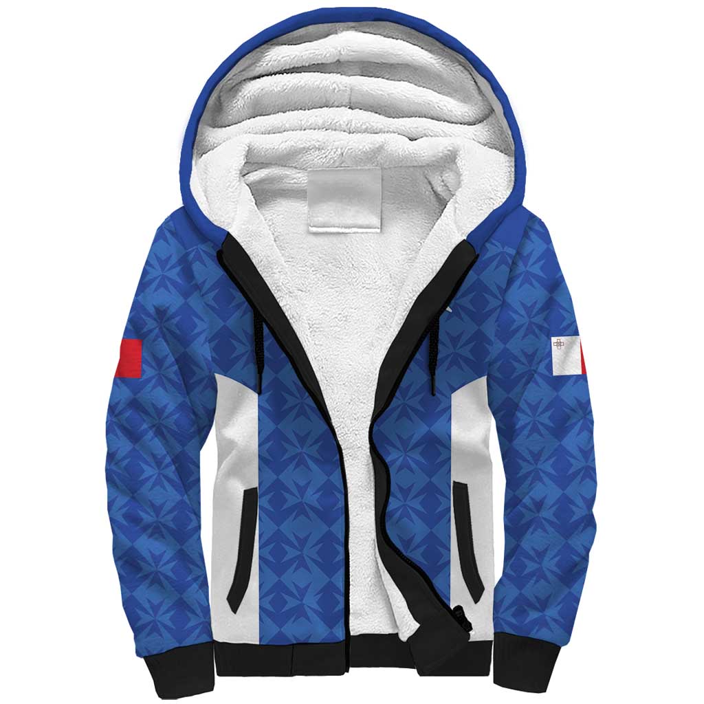 Custom Malta Football Jersey Go Champions Sherpa Hoodie Blue Style
