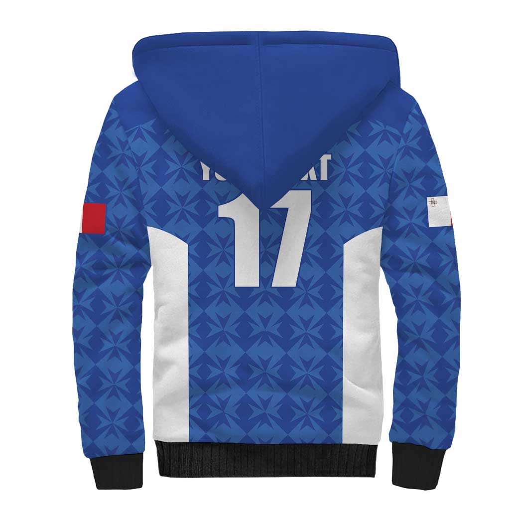 Custom Malta Football Jersey Go Champions Sherpa Hoodie Blue Style
