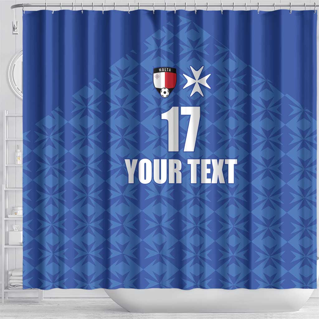 Custom Malta Football Jersey Go Champions Shower Curtain Blue Style