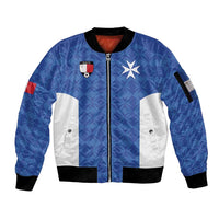 Custom Malta Football Jersey Go Champions Sleeve Zip Bomber Jacket Blue Style