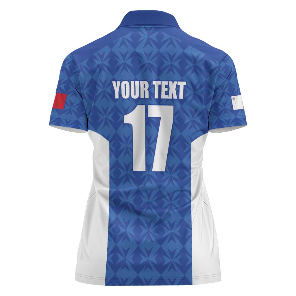 Custom Malta Football Jersey Go Champions Women Polo Shirt Blue Style