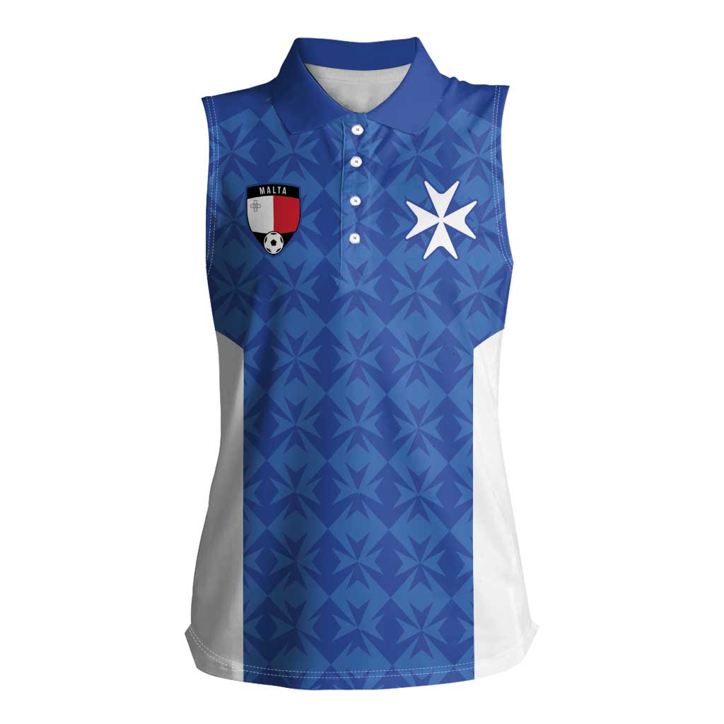 Custom Malta Football Jersey Go Champions Women Sleeveless Polo Shirt Blue Style