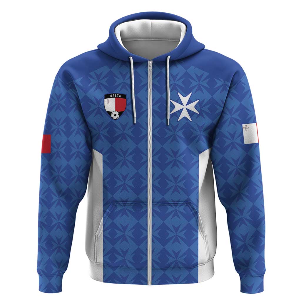 Custom Malta Football Jersey Go Champions Zip Hoodie Blue Style