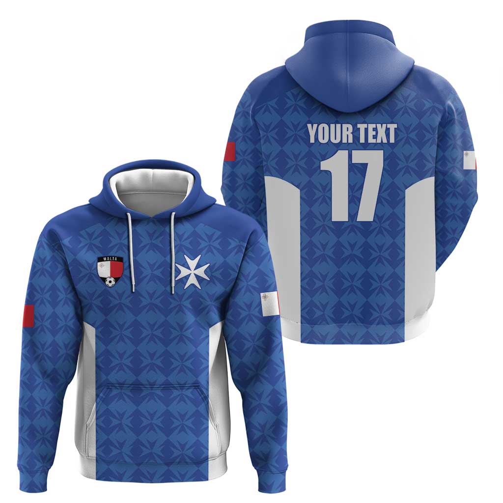 Custom Malta Football Jersey Go Champions Zip Hoodie Blue Style