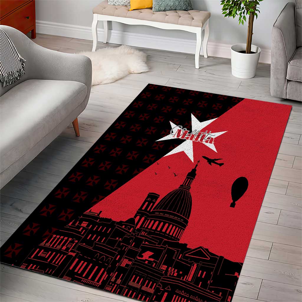 Malta Cross With Valletta Capital Area Rug Scenery in Velletta Capital