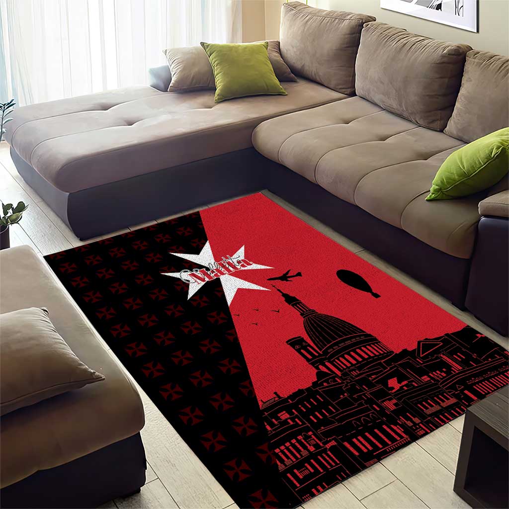 Malta Cross With Valletta Capital Area Rug Scenery in Velletta Capital