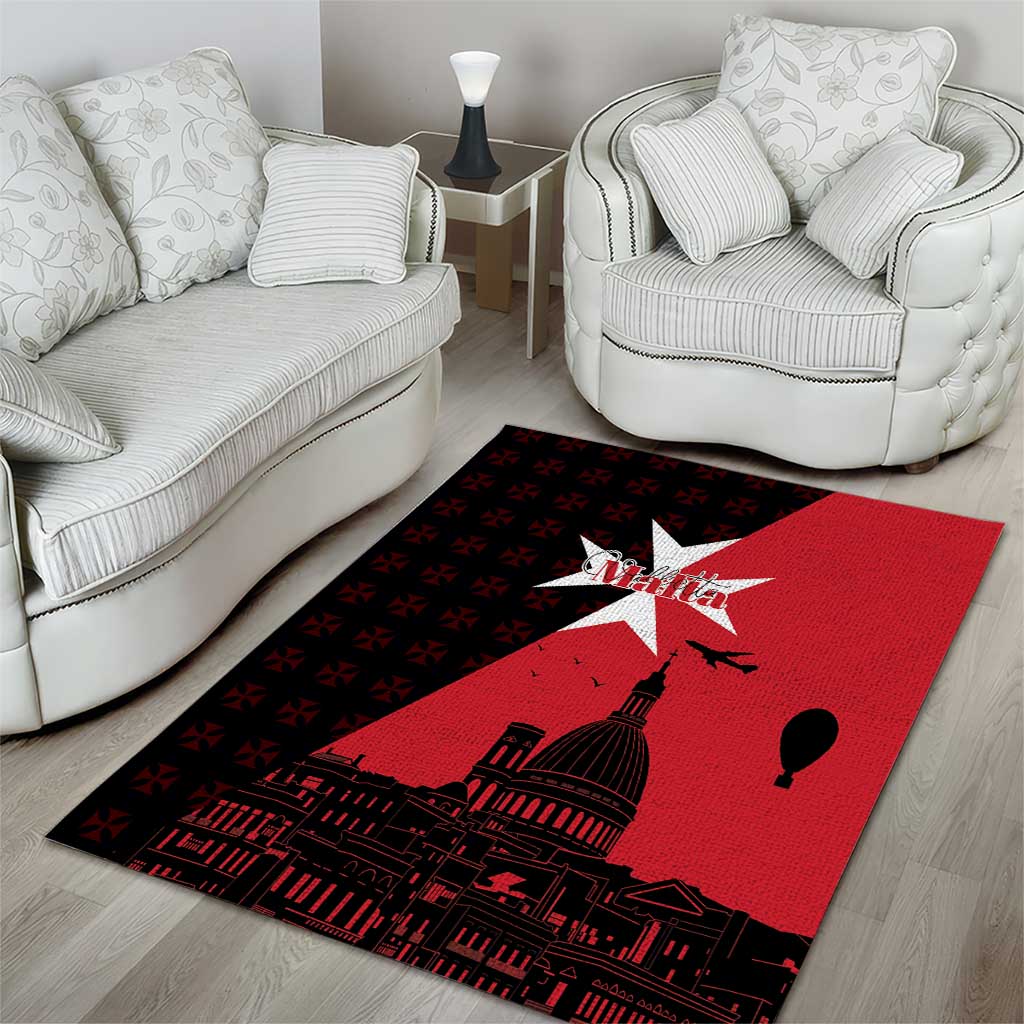 Malta Cross With Valletta Capital Area Rug Scenery in Velletta Capital