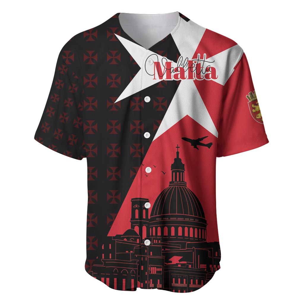 Malta Cross With Valletta Capital Baseball Jersey Scenery in Velletta Capital