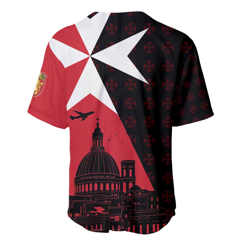 Malta Cross With Valletta Capital Baseball Jersey Scenery in Velletta Capital