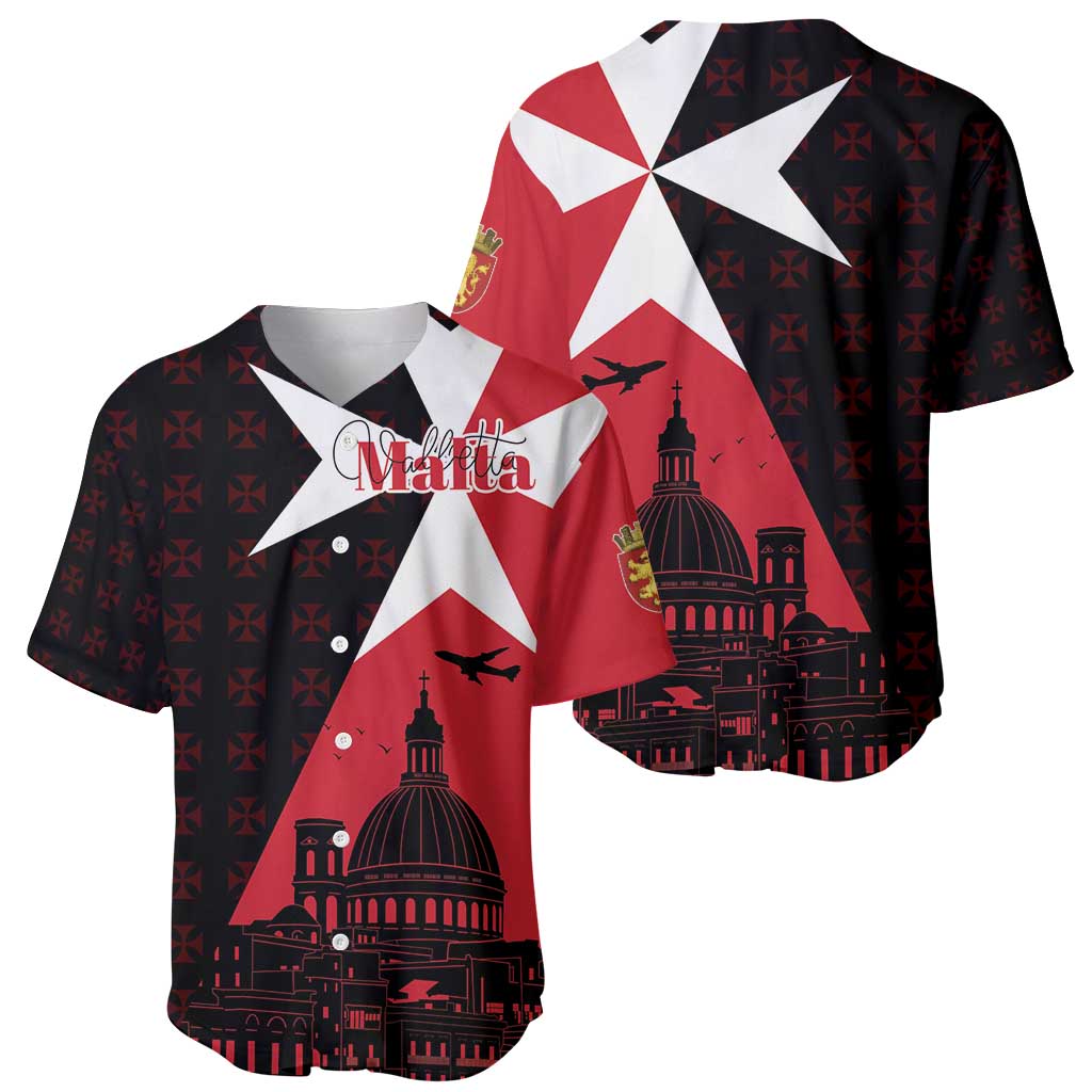 Malta Cross With Valletta Capital Baseball Jersey Scenery in Velletta Capital