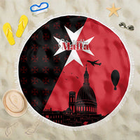 Malta Cross With Valletta Capital Beach Blanket Scenery in Velletta Capital