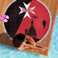 Malta Cross With Valletta Capital Beach Blanket Scenery in Velletta Capital