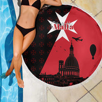 Malta Cross With Valletta Capital Beach Blanket Scenery in Velletta Capital