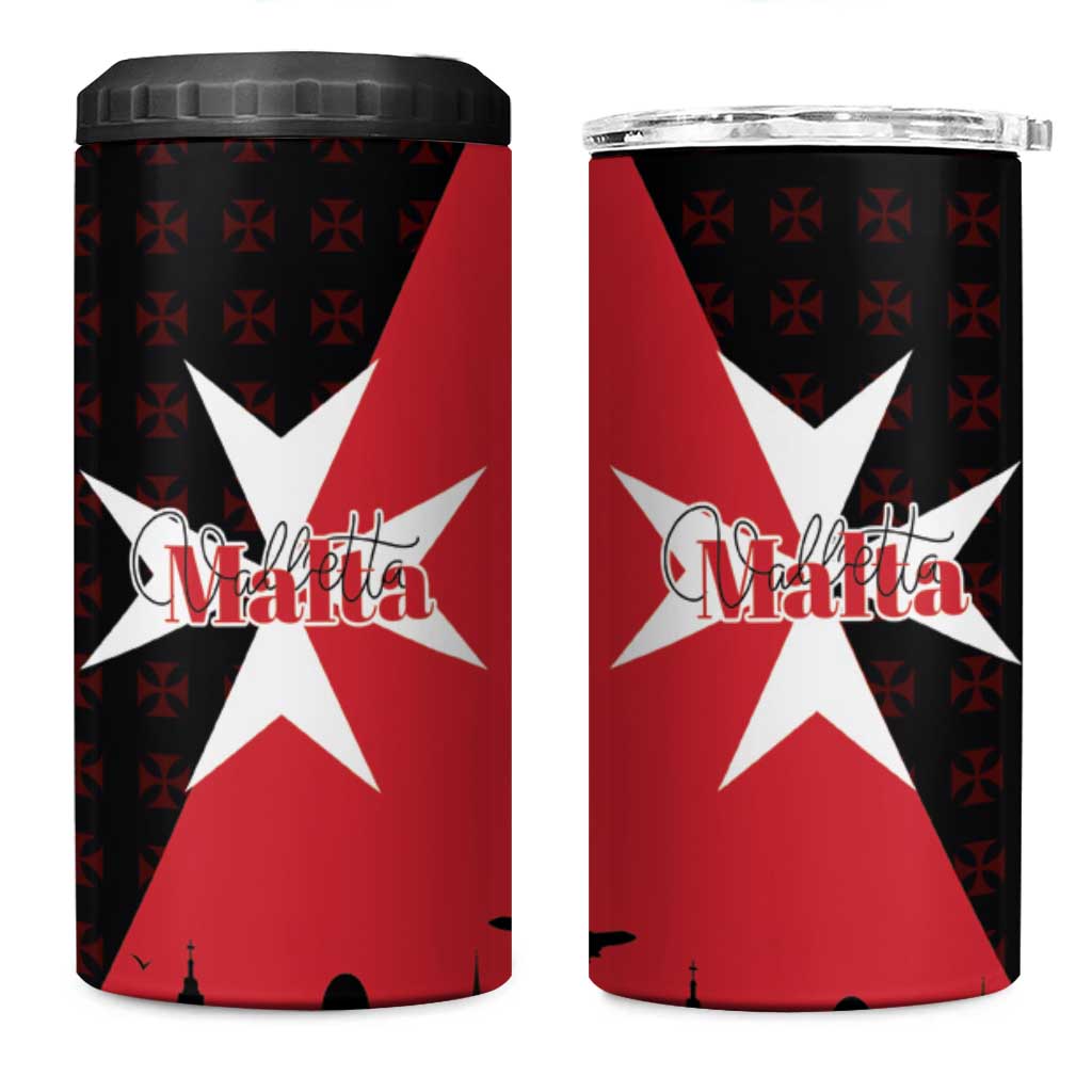 Malta Cross With Valletta Capital 4 in 1 Can Cooler Tumbler Scenery in Velletta Capital