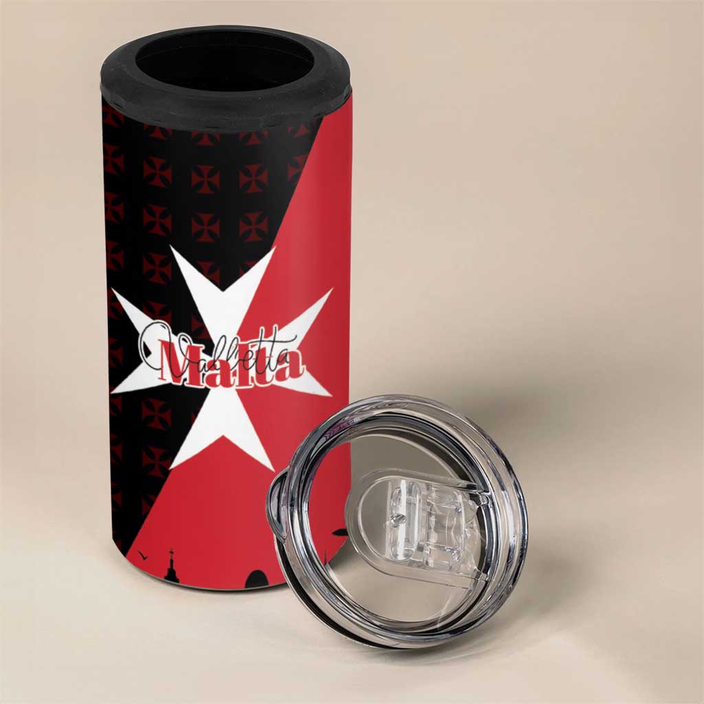 Malta Cross With Valletta Capital 4 in 1 Can Cooler Tumbler Scenery in Velletta Capital