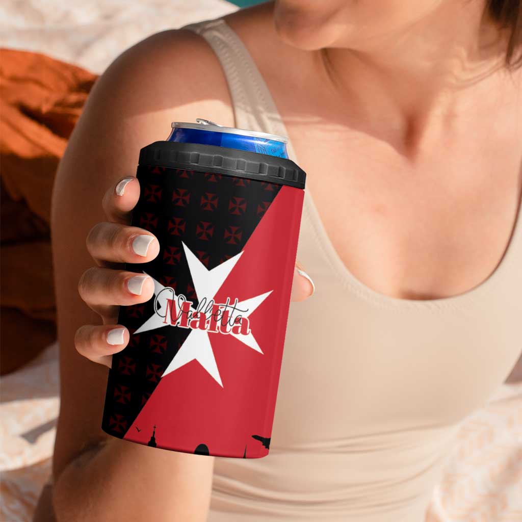 Malta Cross With Valletta Capital 4 in 1 Can Cooler Tumbler Scenery in Velletta Capital