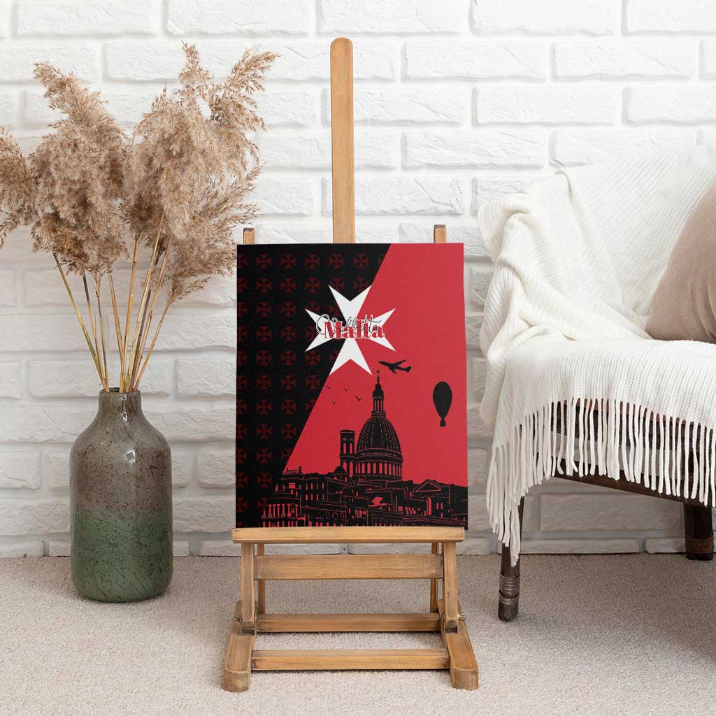 Malta Cross With Valletta Capital Canvas Wall Art Scenery in Velletta Capital