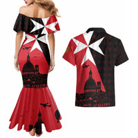 Malta Cross With Valletta Capital Couples Matching Mermaid Dress and Hawaiian Shirt Scenery in Velletta Capital