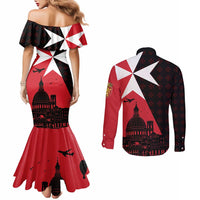 Malta Cross With Valletta Capital Couples Matching Mermaid Dress and Long Sleeve Button Shirt Scenery in Velletta Capital