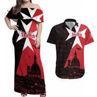 Malta Cross With Valletta Capital Couples Matching Off Shoulder Maxi Dress and Hawaiian Shirt Scenery in Velletta Capital