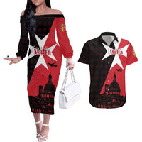 Malta Cross With Valletta Capital Couples Matching Off The Shoulder Long Sleeve Dress and Hawaiian Shirt Scenery in Velletta Capital