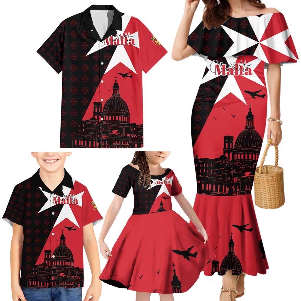 Malta Cross With Valletta Capital Family Matching Mermaid Dress and Hawaiian Shirt Scenery in Velletta Capital