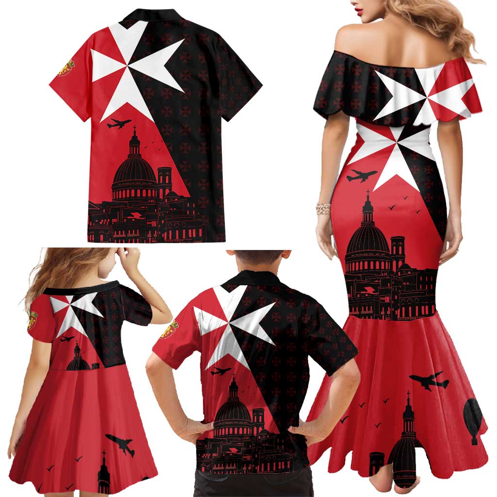 Malta Cross With Valletta Capital Family Matching Mermaid Dress and Hawaiian Shirt Scenery in Velletta Capital