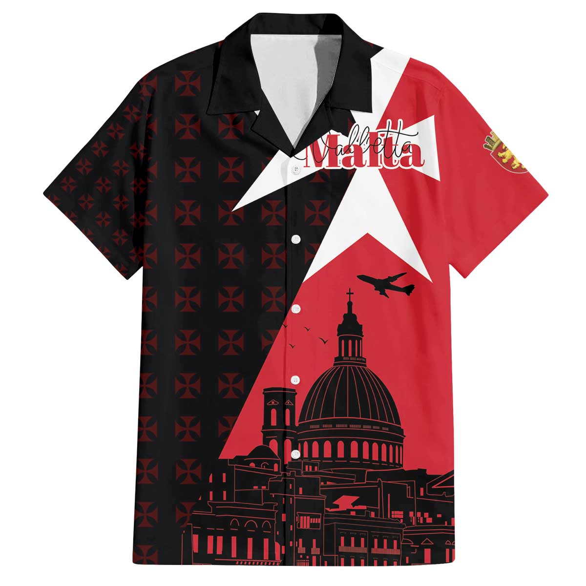 Malta Cross With Valletta Capital Family Matching Off The Shoulder Long Sleeve Dress and Hawaiian Shirt Scenery in Velletta Capital
