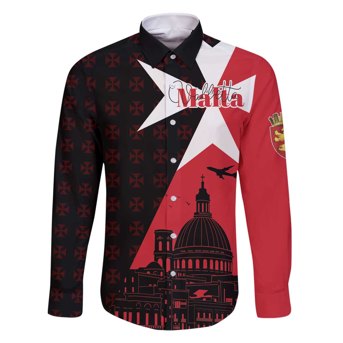 Malta Cross With Valletta Capital Family Matching Off The Shoulder Long Sleeve Dress and Hawaiian Shirt Scenery in Velletta Capital