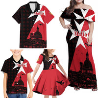 Malta Cross With Valletta Capital Family Matching Off Shoulder Maxi Dress and Hawaiian Shirt Scenery in Velletta Capital