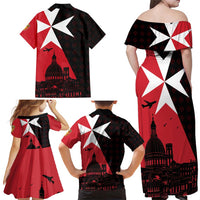 Malta Cross With Valletta Capital Family Matching Off Shoulder Maxi Dress and Hawaiian Shirt Scenery in Velletta Capital