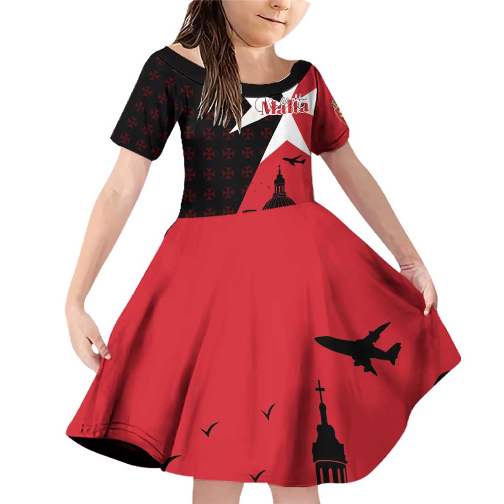 Malta Cross With Valletta Capital Family Matching Off Shoulder Short Dress and Hawaiian Shirt Scenery in Velletta Capital