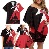 Malta Cross With Valletta Capital Family Matching Off Shoulder Short Dress and Hawaiian Shirt Scenery in Velletta Capital