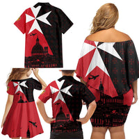 Malta Cross With Valletta Capital Family Matching Off Shoulder Short Dress and Hawaiian Shirt Scenery in Velletta Capital